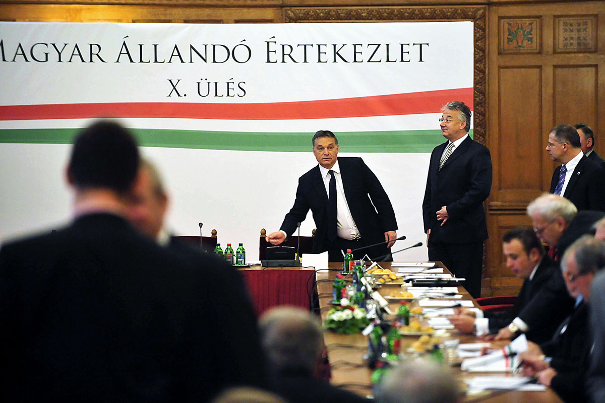 Orbán Viktor miniszterelnök és Semjén Zsolt miniszterelnök-helyettes a MÁÉRT csütörtöki ülésén a Parlamentben