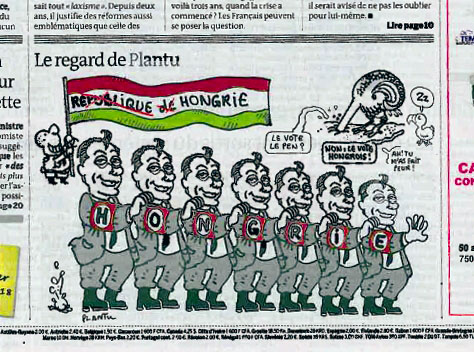 A Le Monde-ot olvassák, de először mindig Plantut, a neves francia karikaturista alkotását nézik a címlapon a mértékadó párizsi napilap vásárlói. A keddi Le Monde első oldalán közölt karikatúra fájdalmasan gúnyos. 