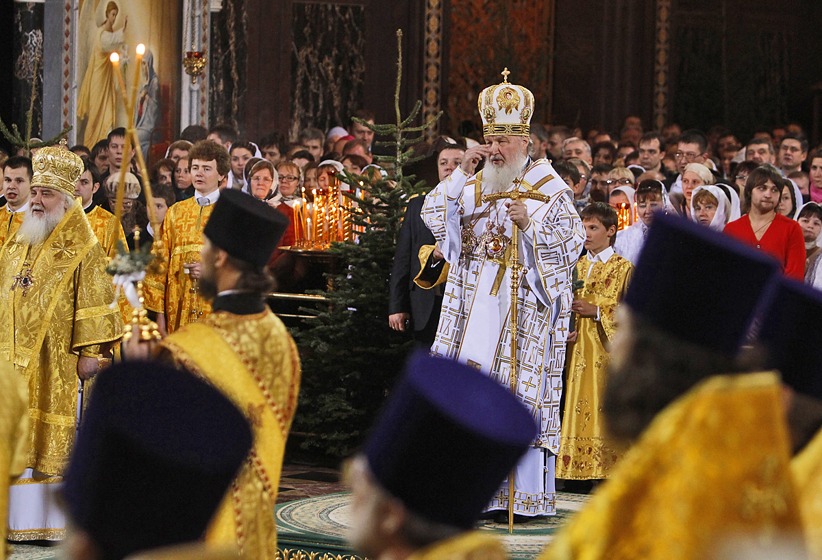 A moszkvai pátriárka a 2012-es ortodox karácsonyi misén