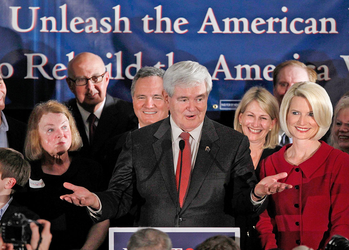 Newt Gingrich ünnepel. Ismét nyílt a verseny az elnökjelöltségért