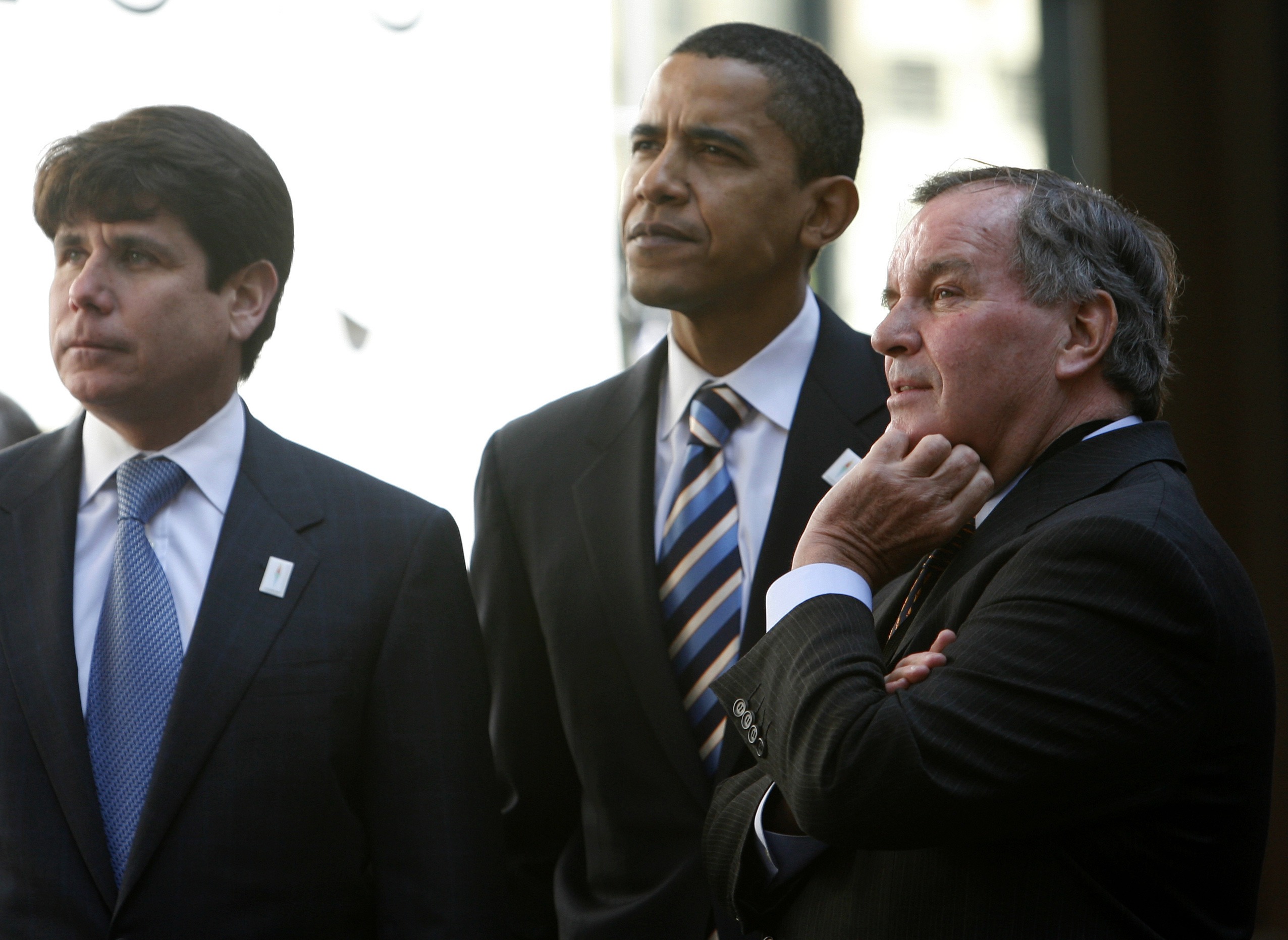 Rod Blagojevich, Barack Obama és Richard M. Daley chicagói polgármester egy kampánykörút során 2007 áprilisában