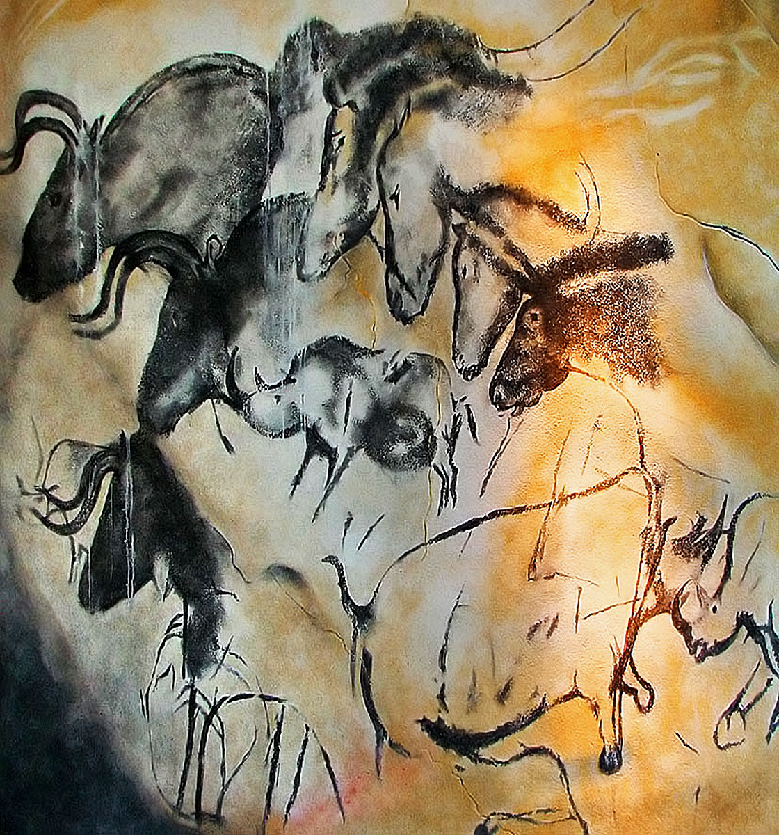 Újkőkori, lovakat is ábrázoló rajz a dél-franciaországi Chauvet-Pont-d’Arc-barlangból