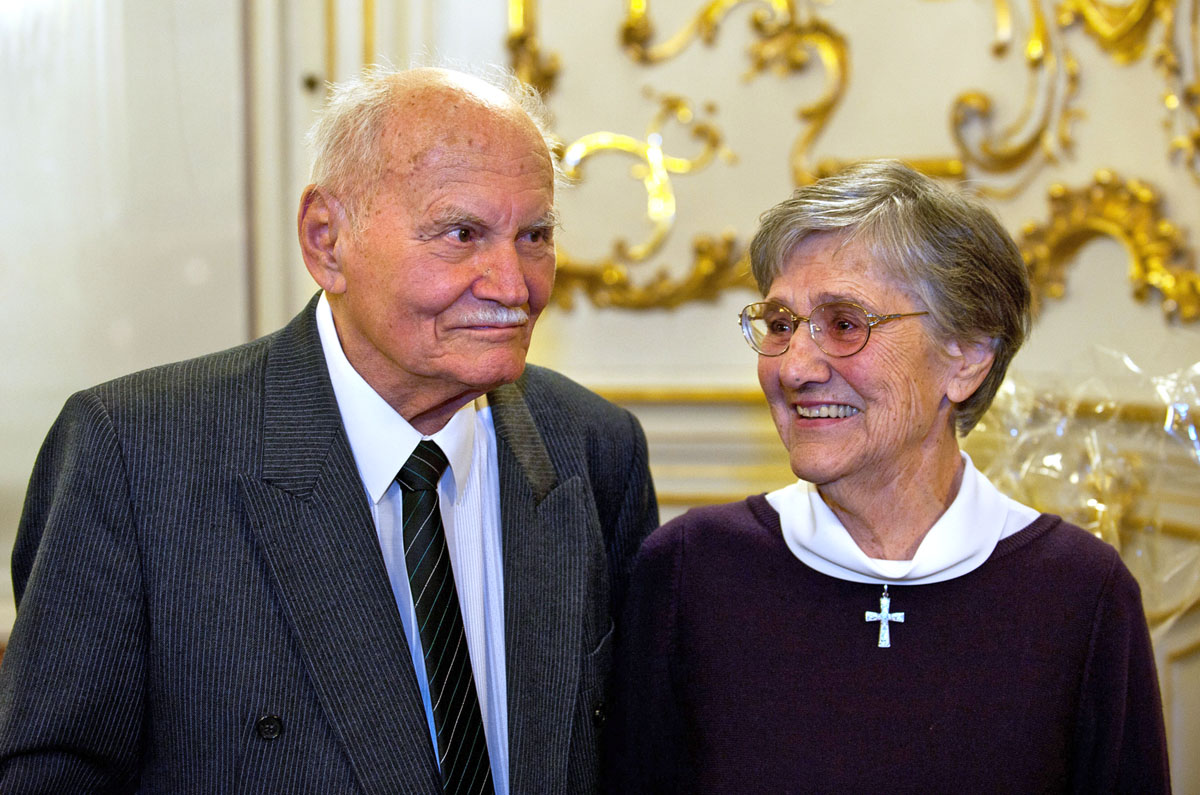 Göncz Árpád volt köztársasági elnök és felesége, Zsuzsa asszony a születésnapi köszöntőn