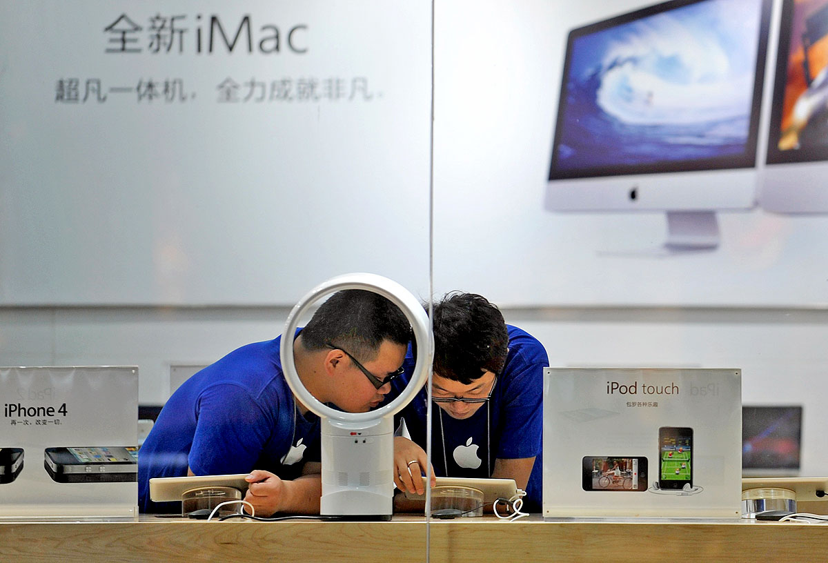 Apple-termékek egy ázsiai boltban - már nem ott szerelik össze