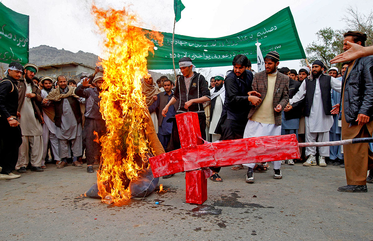 Afghan protesters shout anti-U.S. slogans during a demonstration in Jalalabad province, against Sunday's shooting of at least 16 villagers by a U.S. Army staff sergeant in the volatile Afghan province of Kandahar,  March 13, 2012. The shootings trigg