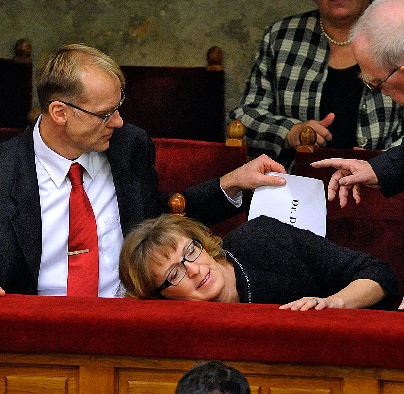 Handó Tünde kinevezésekor a Parlamentben. Súlyos kritikák
