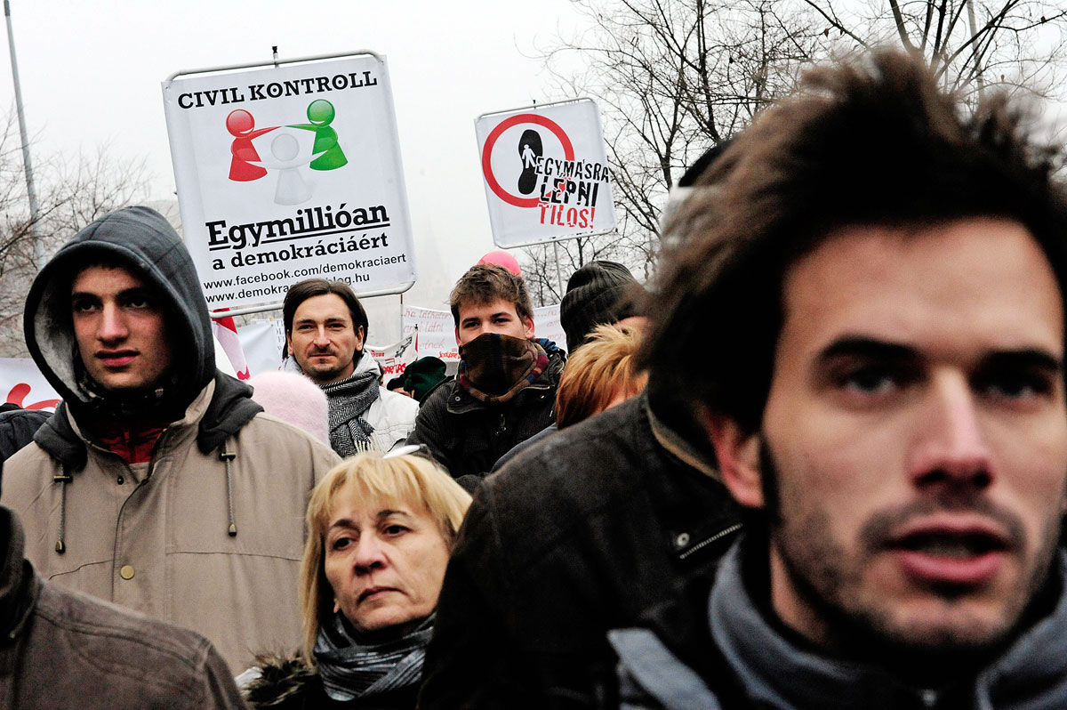 Egymillión a magyar sajtószabadságért csoport tüntetése