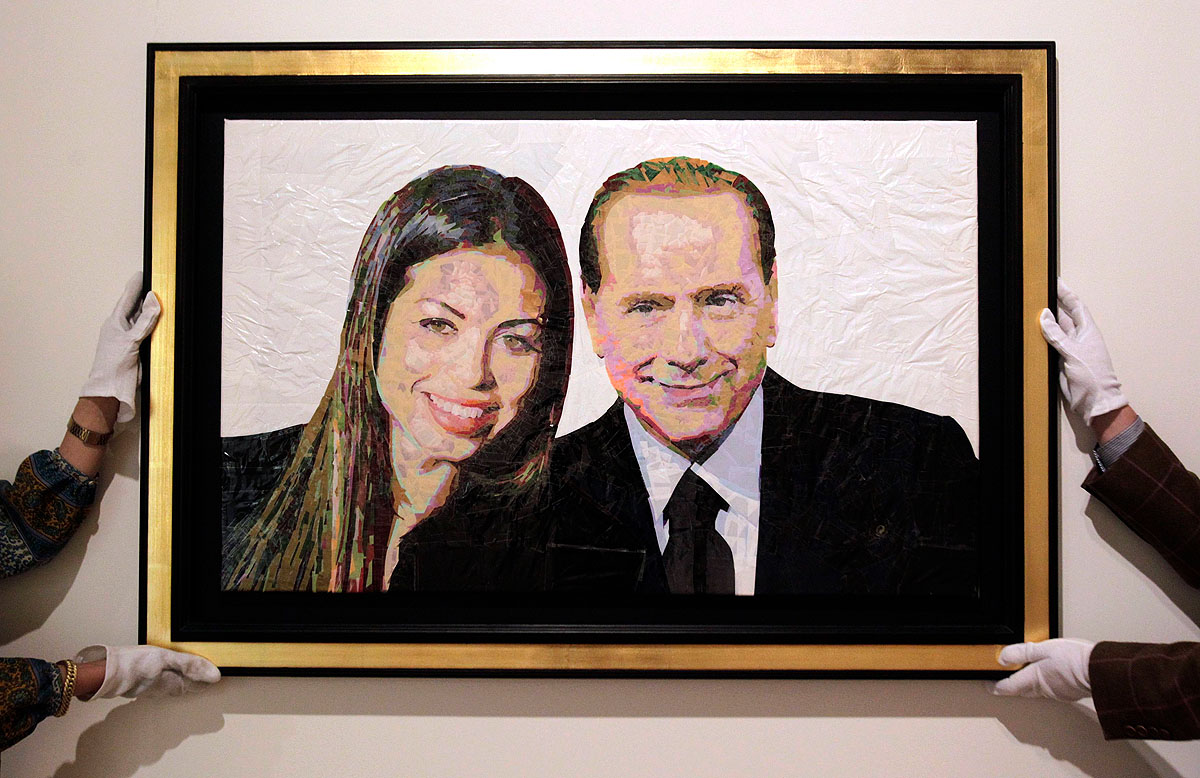 Ruby és Berlusconi közös képen, egy izraeli művész festményén- Csak segíteni akat