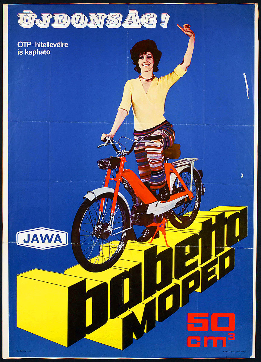 Babetta robogó részletre is: plakát a hetvenes évekből