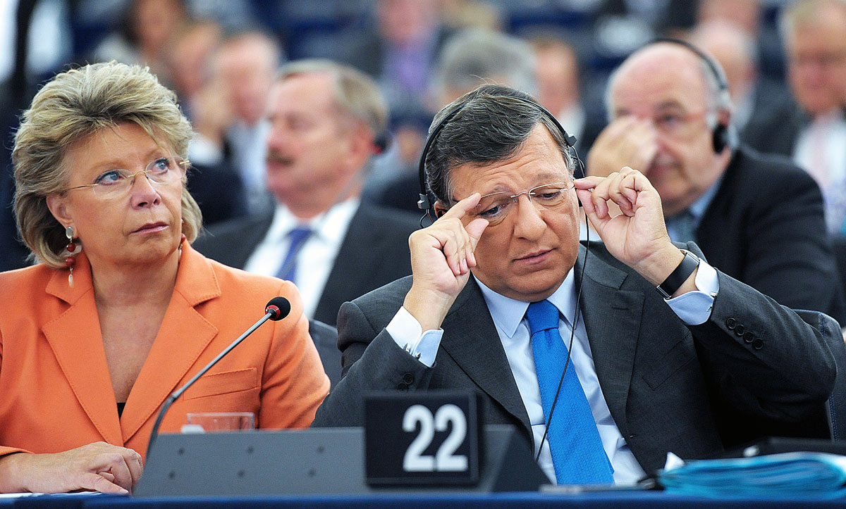 José Manuel Barroso és Viviane Reding Strasbourgban