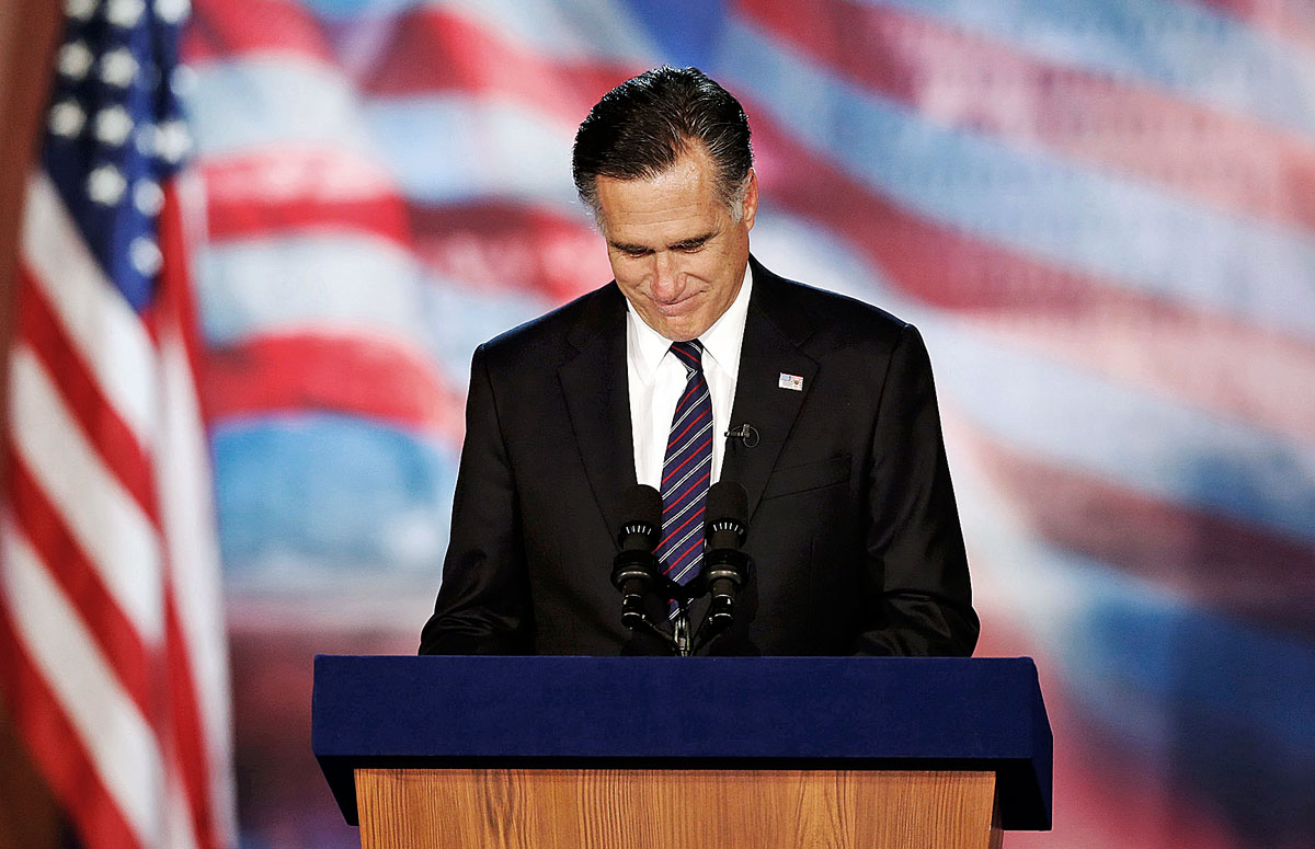Mitt Romney republikánus elnökjelölt Bostonban ismerte el a vereségét