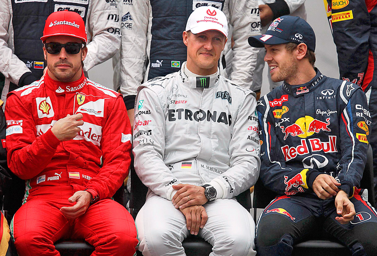 Szuper hármas: Fernando Alonso, Michael Schumacher, Sebastian Vettel