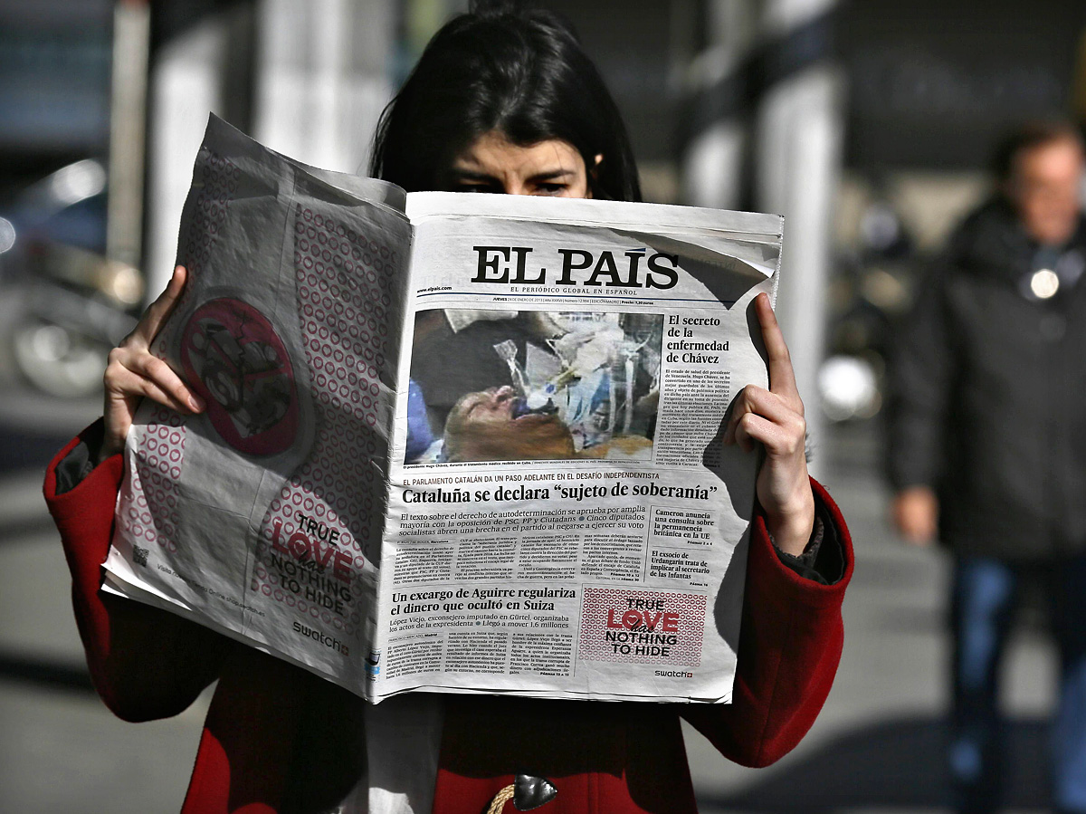 Az El País január 24-ei első kiadása a hamis képpel