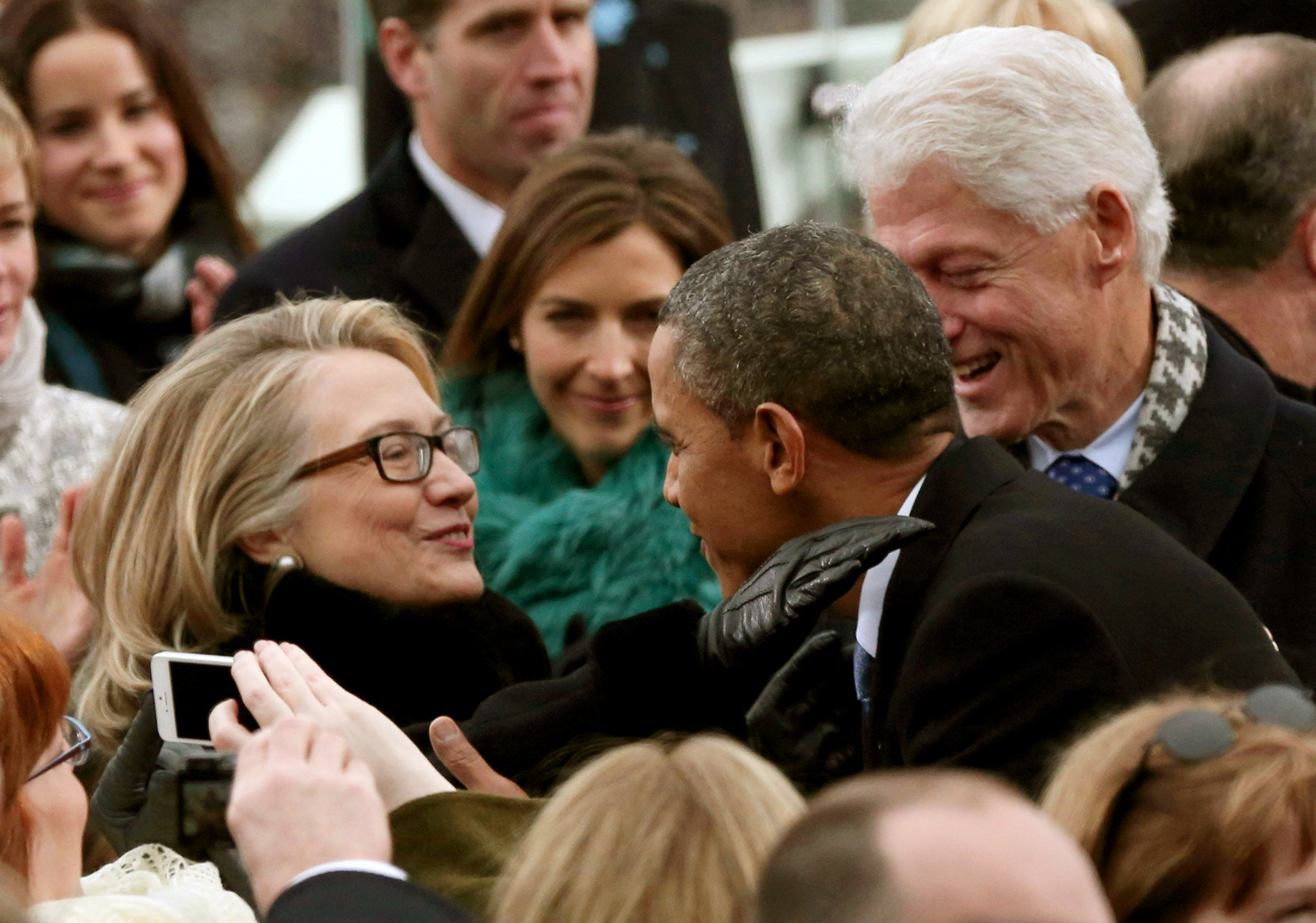 Hillary Clinton gratulál férje társaságában Obama második beiktatási ceremóniáján