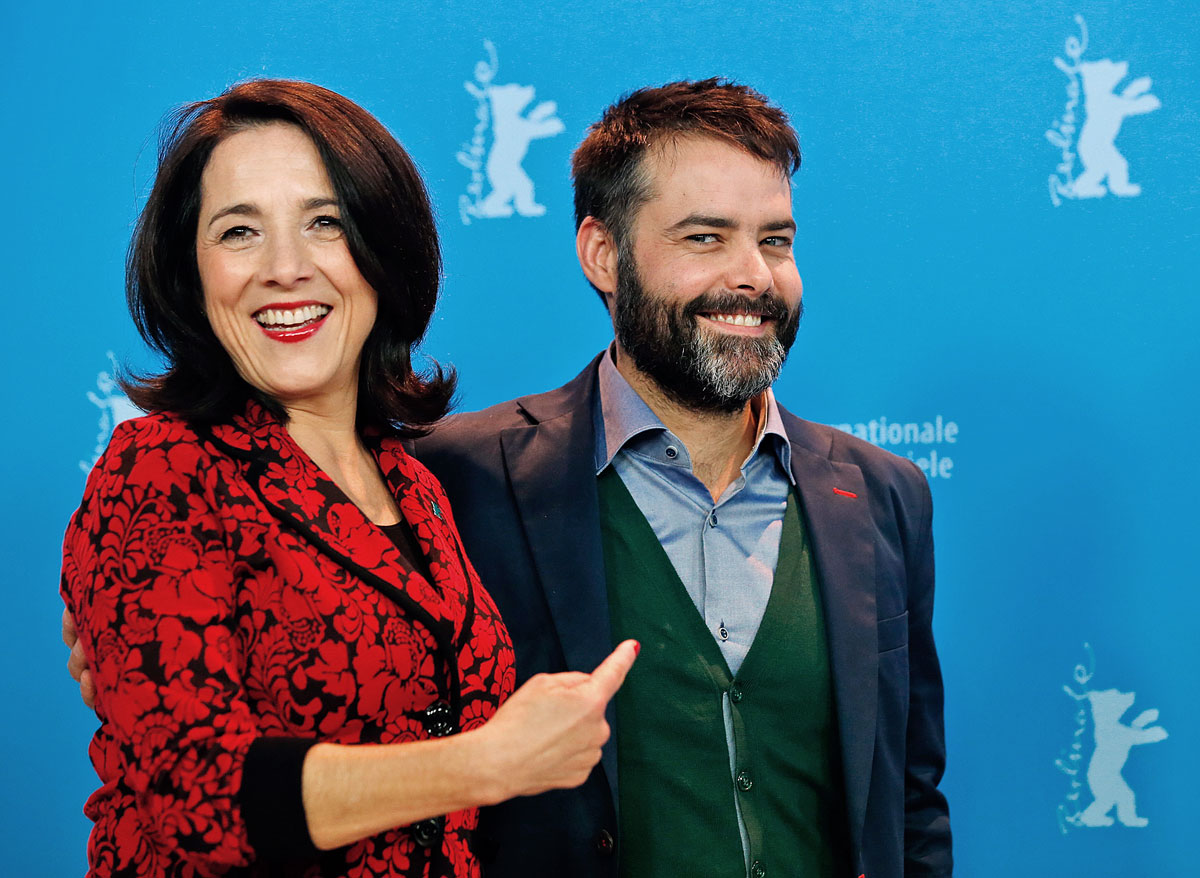 Actress Paulina Garcia (L) and director Sebastian Lelio pose during a photocall to promote the movie 