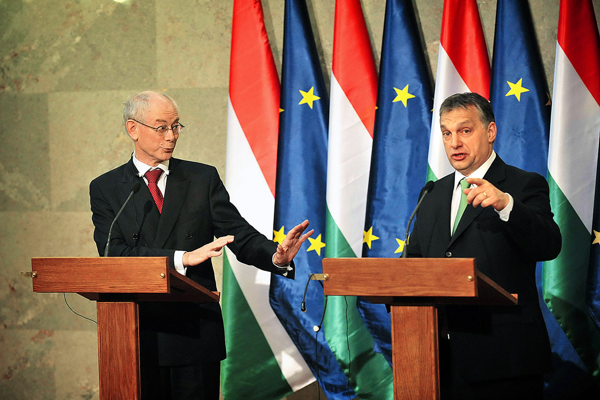Herman Van Rompuy és Orbán Viktor a Parlamentben