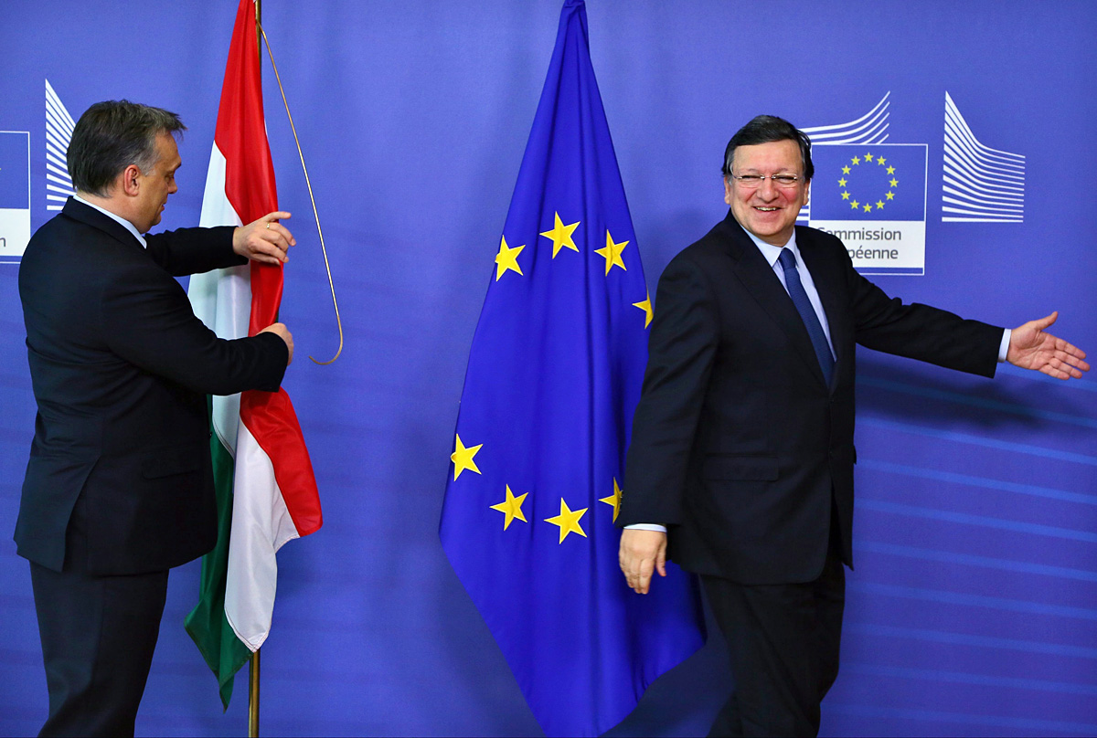 Orbán Viktor és José Manuel Barroso, az Európai Bizottság elnöke az EB brüsszeli székházában 2013. január 30-án