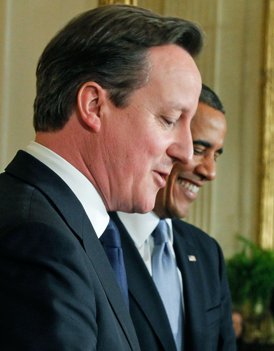 David Cameron brit kormányfő és Barack Obama amerikai elnök hétfőn, a Fehér Házban
