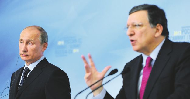 Putyin és Barrosso a csúcstalálkozó utáni sajtóértekezleten