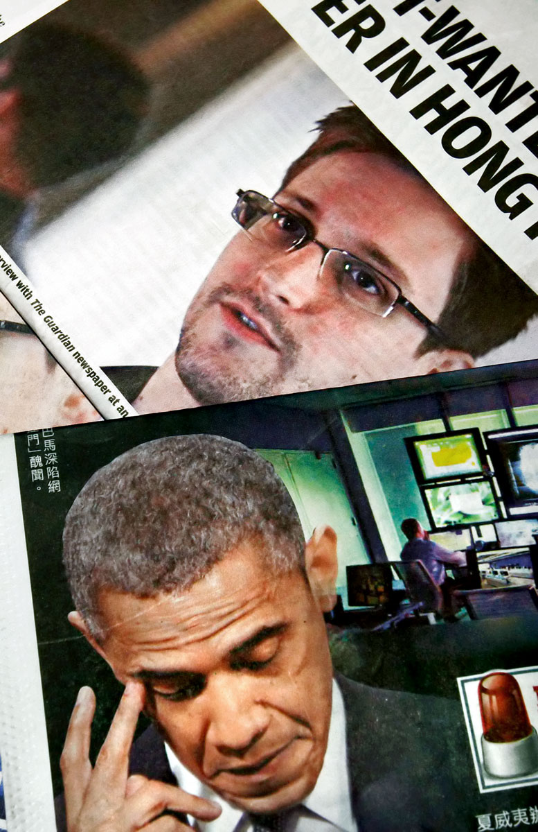Egy botrány két arca: Edward Snowden, az NSA egykori munkatársa és  Barack Obama amerikai elnök