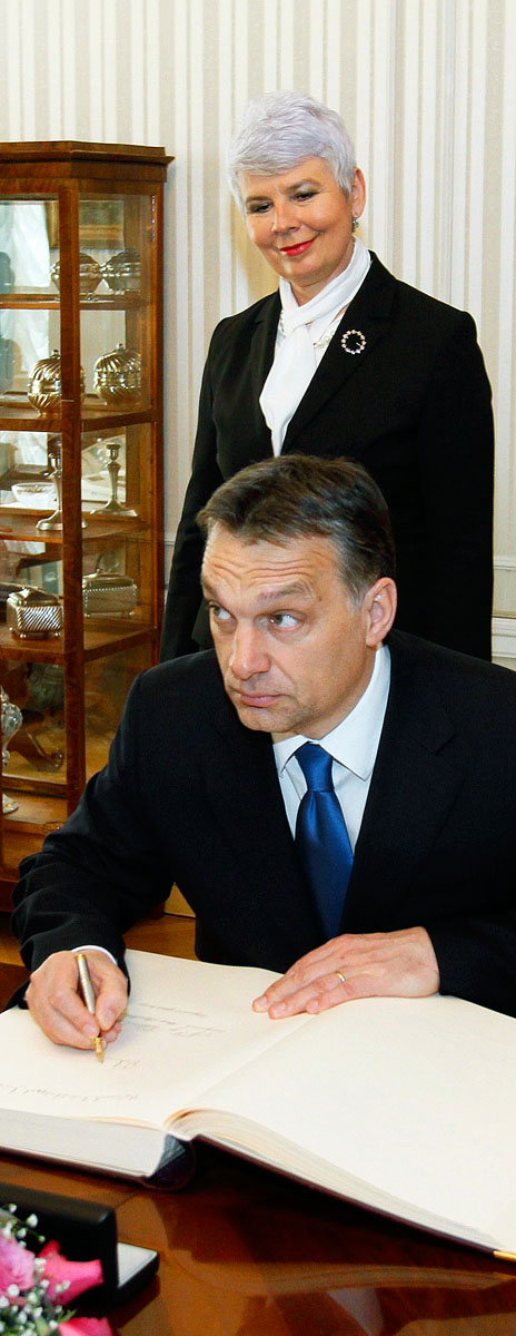 Orbán Viktor Jadranka Kosor akkori horvát miniszterelnökkel Zágrábban 2011 februárjában