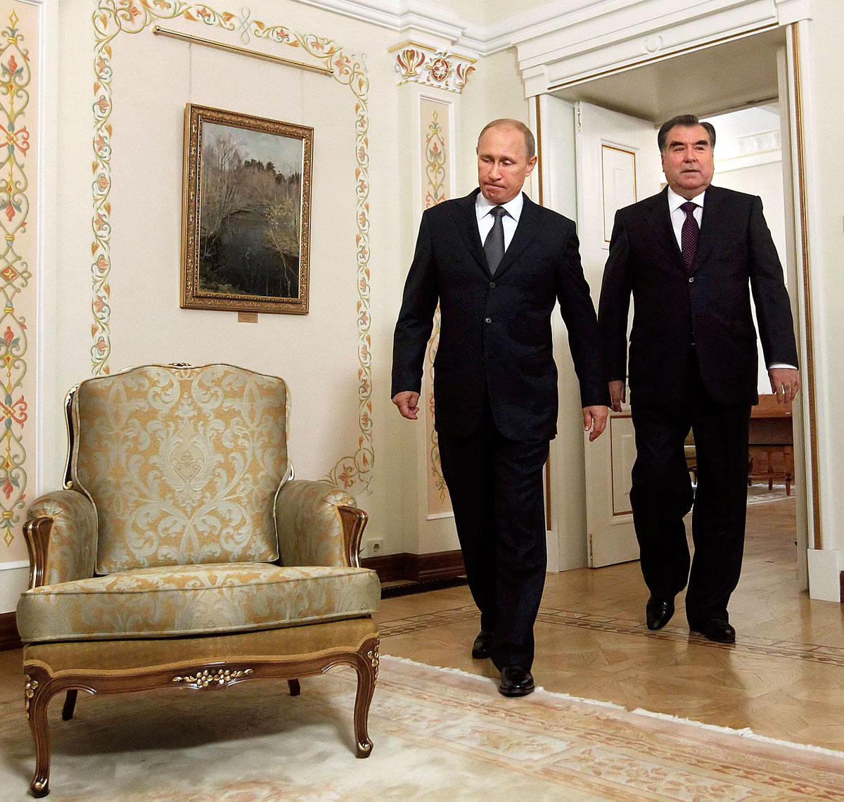 Vlagyimir Putyin orosz és Emomali Rahmon tádzsik elnök