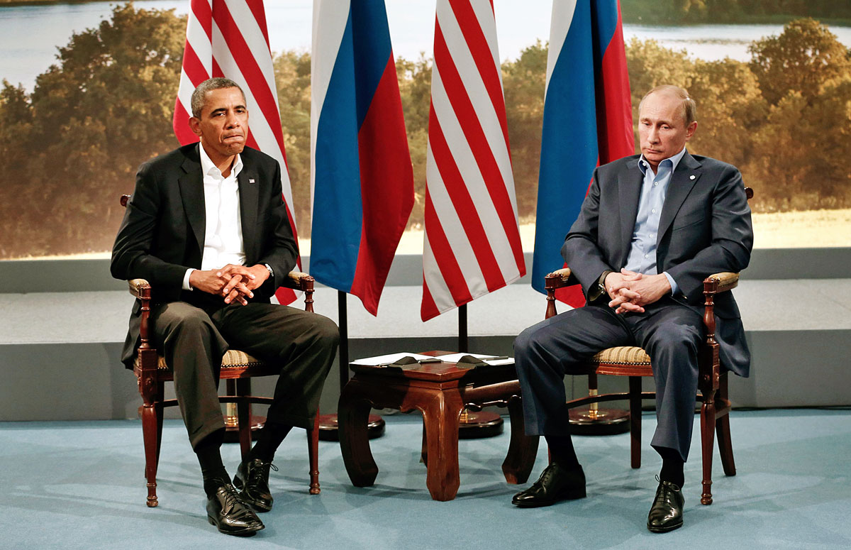 Barack Obama és Vlagyimir Putyin a júniusi észak-írországi G8-csúcson