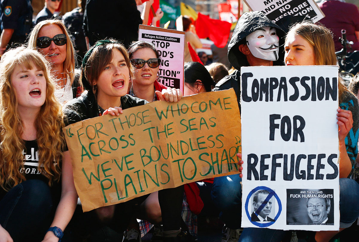 A menedékkérők befogadásáért tüntetők Sydney-ben