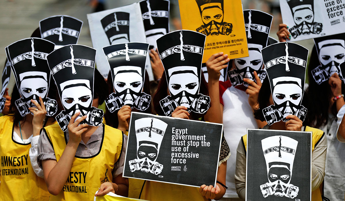 Az egyiptomi rendőrség túlkapásai ellen tiltakoznak az Amnesty dél-koreai aktivistái