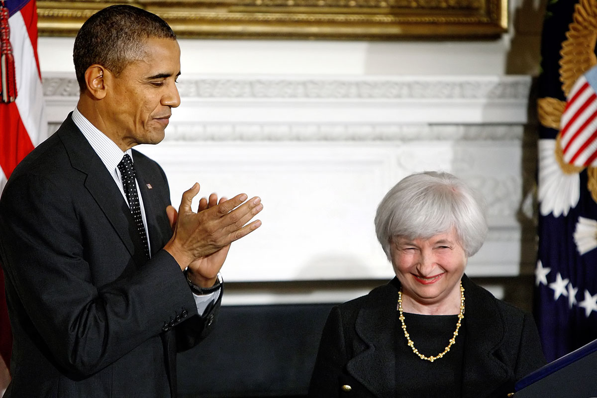 Barack Obama még jelöltként üdvözli Janet Yellent