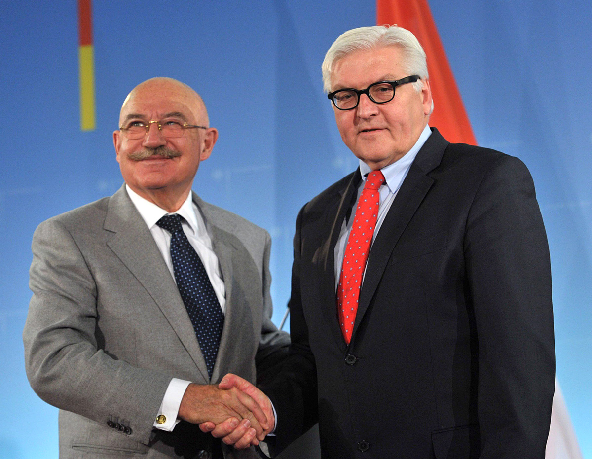 Frank-Walter Steinmeier német külügyminiszter fogadja magyar partnerét, Martonyi Jánost Berlinben 2014. február 5-én