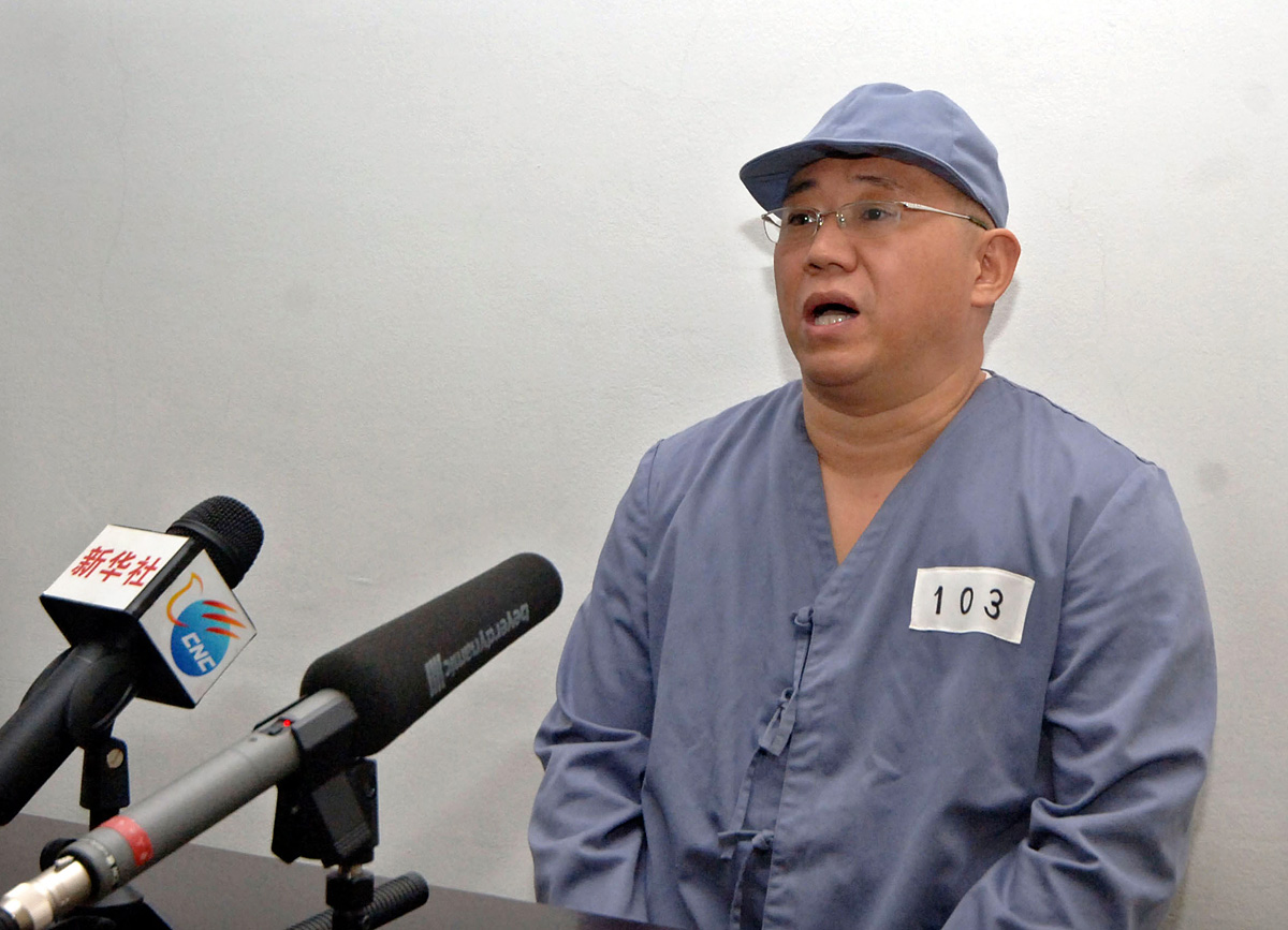 Kenneth Bae, a Korean-American Christian missionary who has been detained in North Korea for more than a year, appears before a limited number of media outlets in Pyongyang in this undated photo released by North Korea's Korean Central News Agency (K