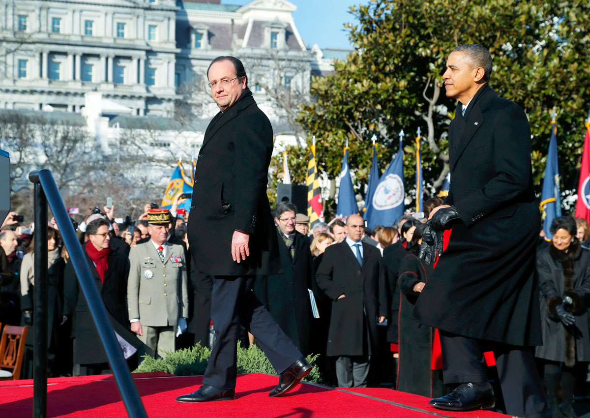 Francois Hollande (balra) és Barack Obama Washingtonban