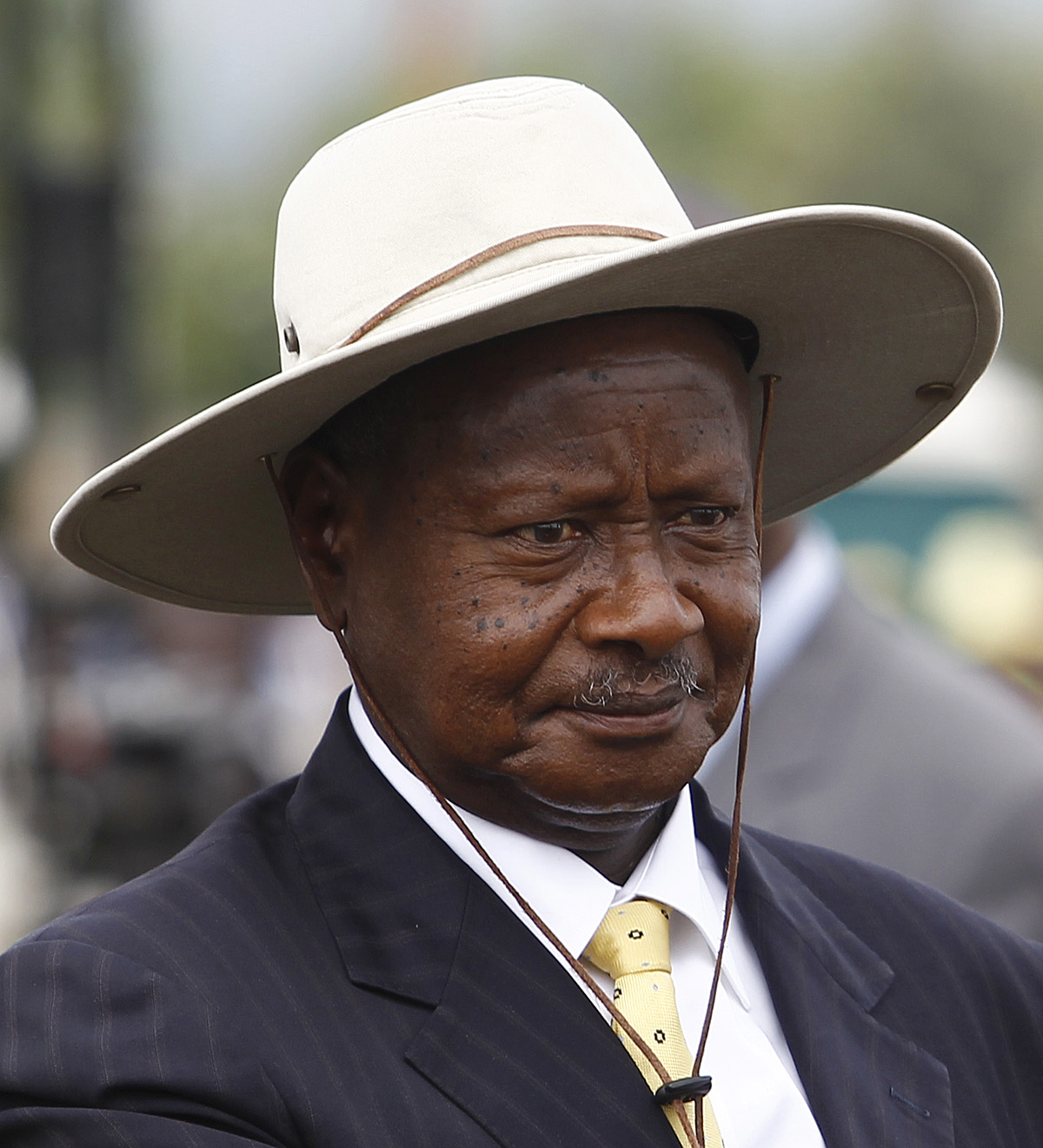 Uganda's President Yoweri Museveni arrives for an anniversary parade in Kasese town, 497km (309 miles) west of Uganda's capital Kampala, January 30, 2013. The parade marks 27 years since the National Resistance Army (NRA) took over power, following a