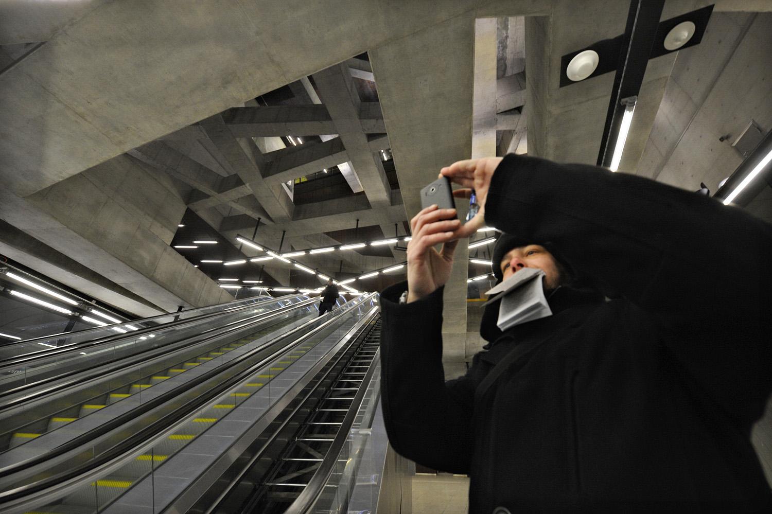 Sajtóbejárás a 4-es metró Gellért téri állomásán