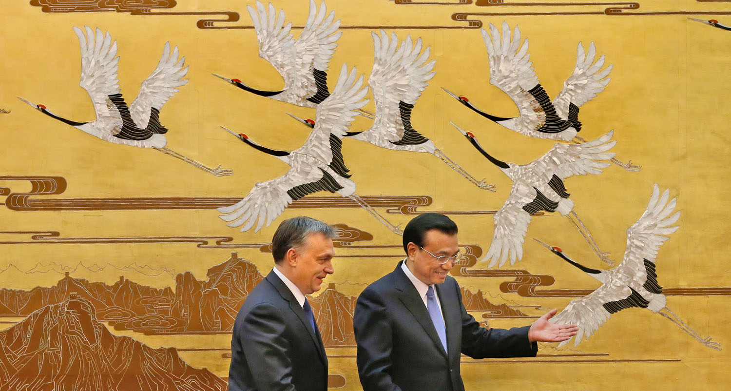 Orbán Viktor és Li Ko-csiang (Li Keqiang) kínai miniszterelnök Pekingben, 2014 februárjában