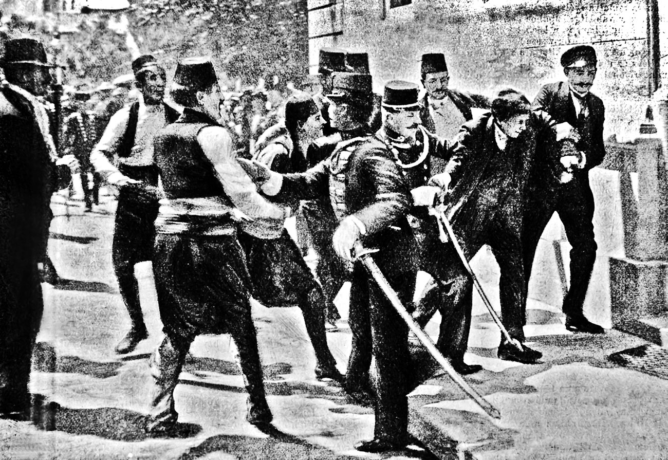 Szarajevó, 1914. június 28.: Gavrilo Princip letartóztatása
