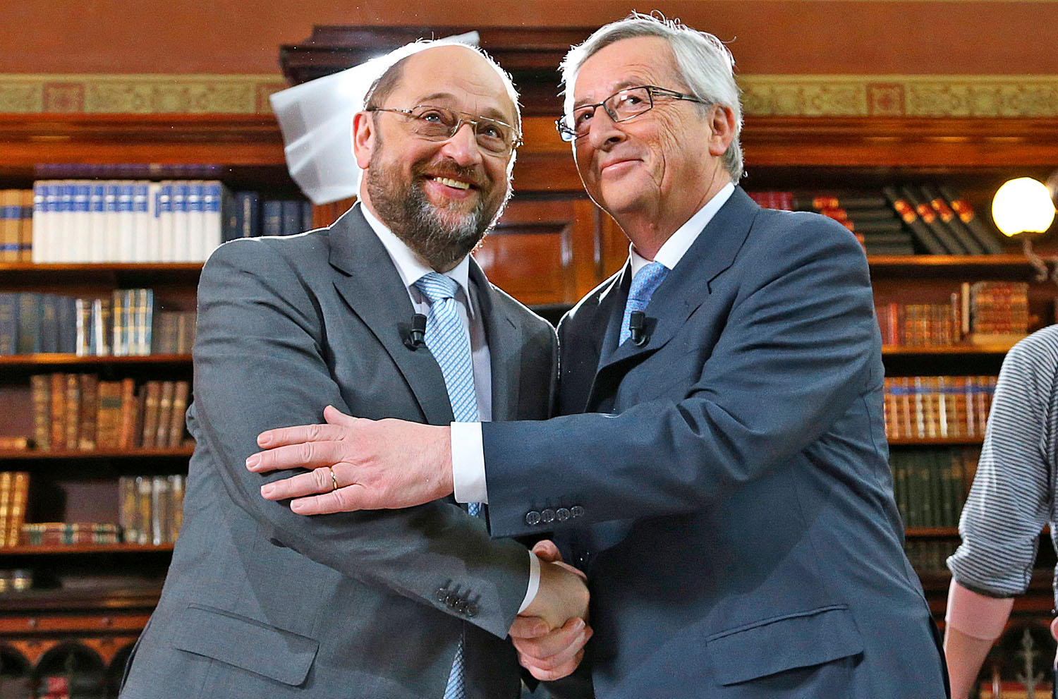 Martin Schulz és Jean-Claude Juncker az áprilisi tévévita előtt