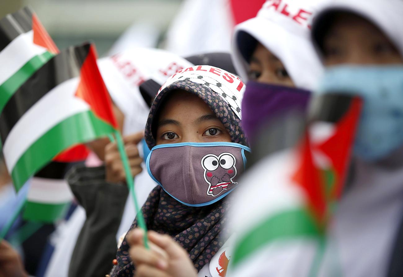 Indonézia fővárosában, Jakartában a palesztinok mellett tüntettek