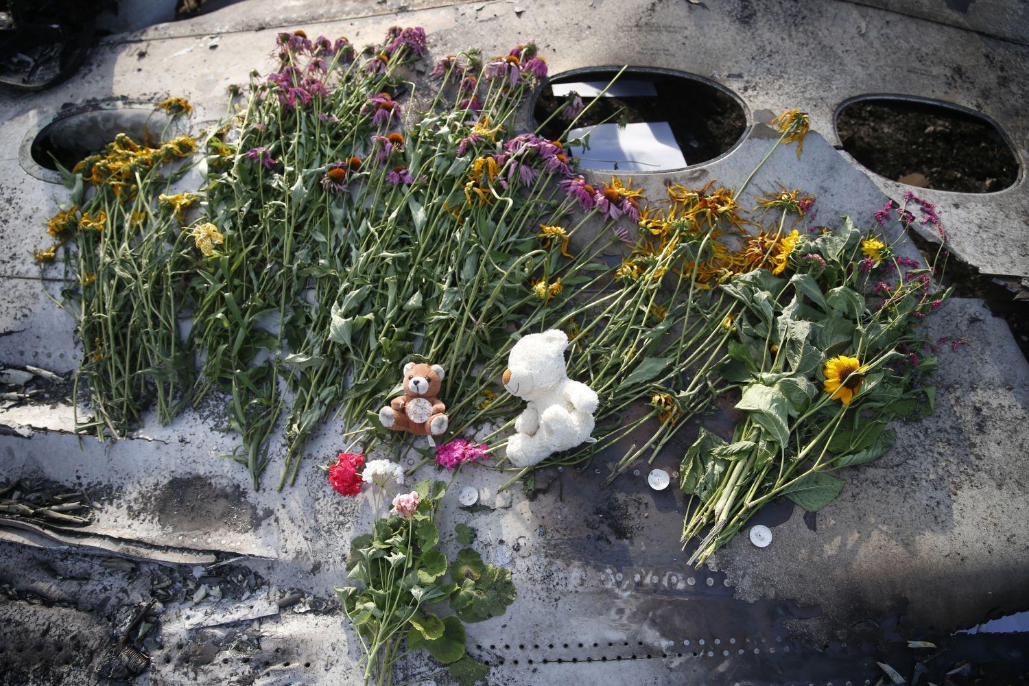 A helyiek virágai a gép roncsán – a terület felett uralkodó szeparatisták kevésbé figyelmesek