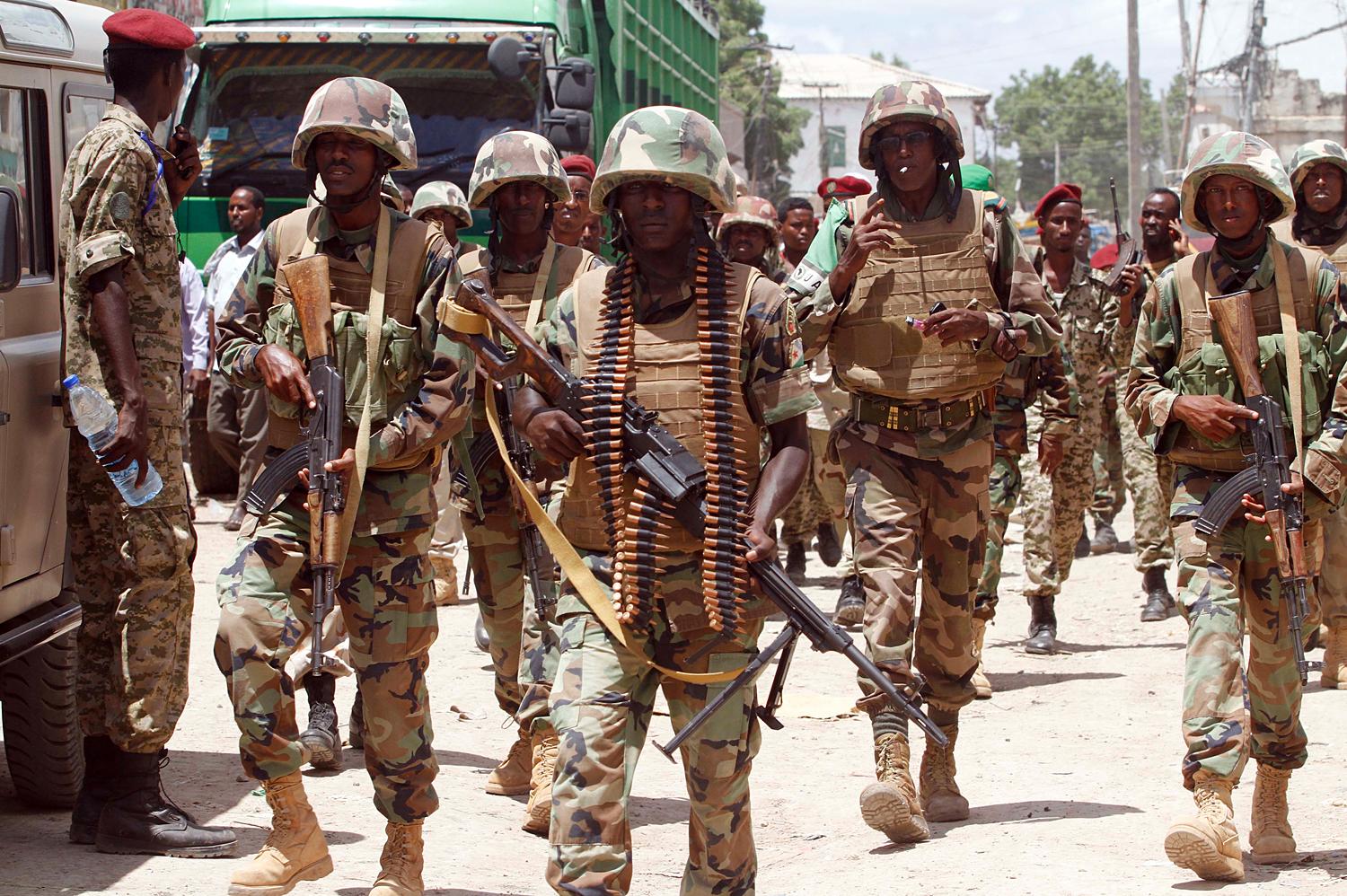 Az Afrikai Unió Szomáliában állomásozó missziójának (Amisom) tagjai.