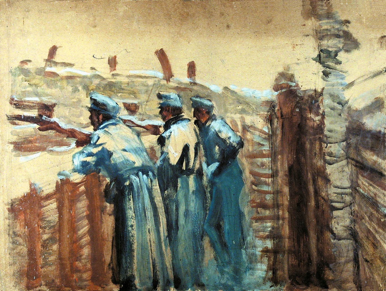 Mednyánszky László: Lövészárokban (három katona), 1914–1918