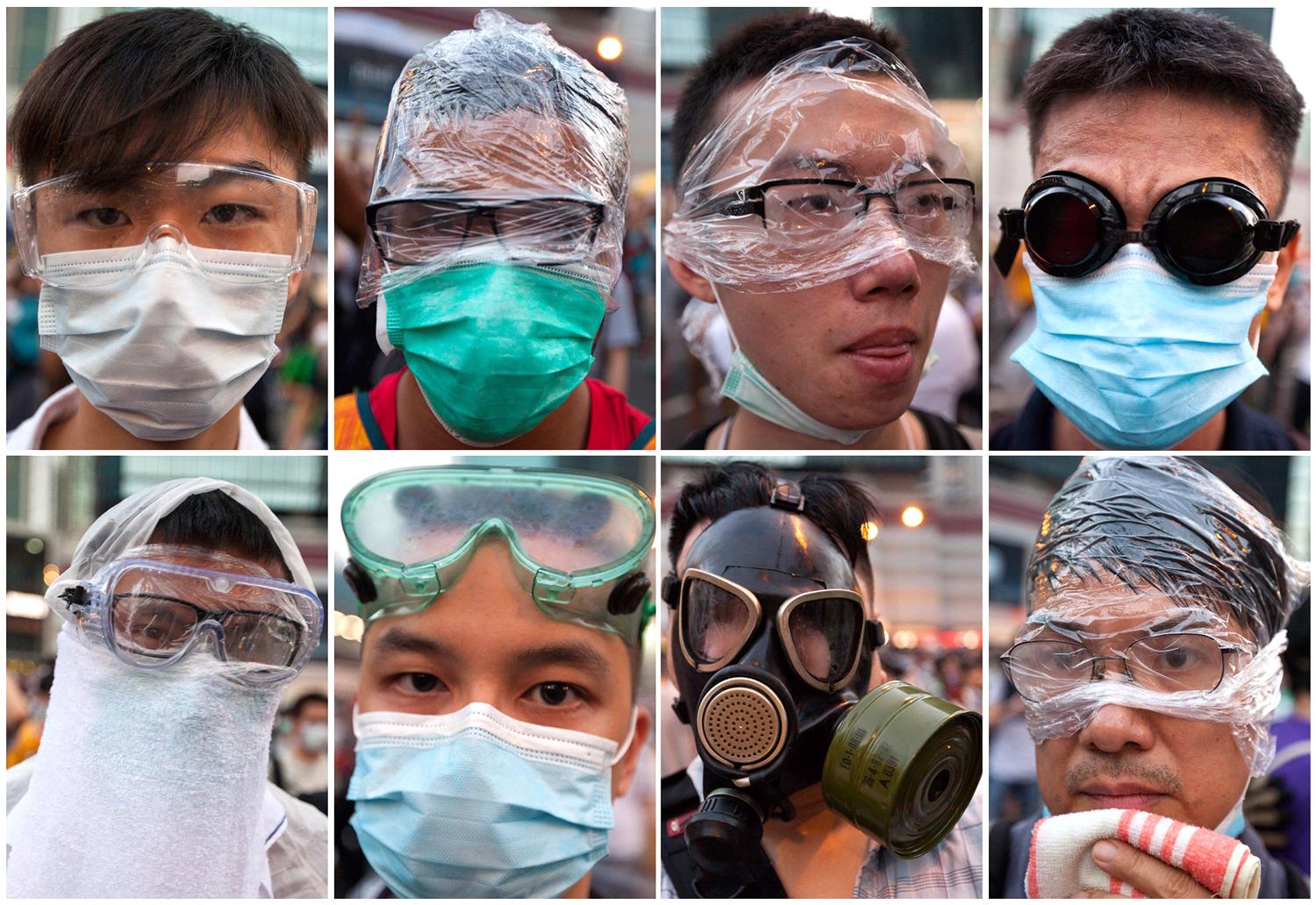 Demokráciapárti Hong Kong-i tüntetők.