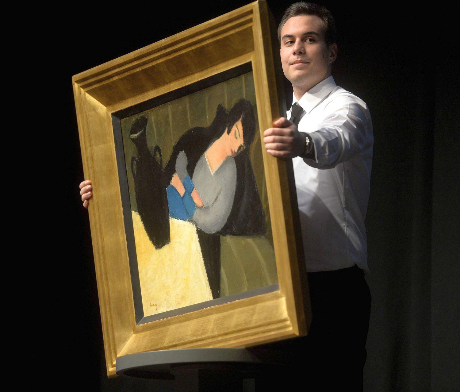 Berény Róbert Alvó nő fekete vázával című festménye a Virág Judit Galéria és Aukciósház téli aukcióján