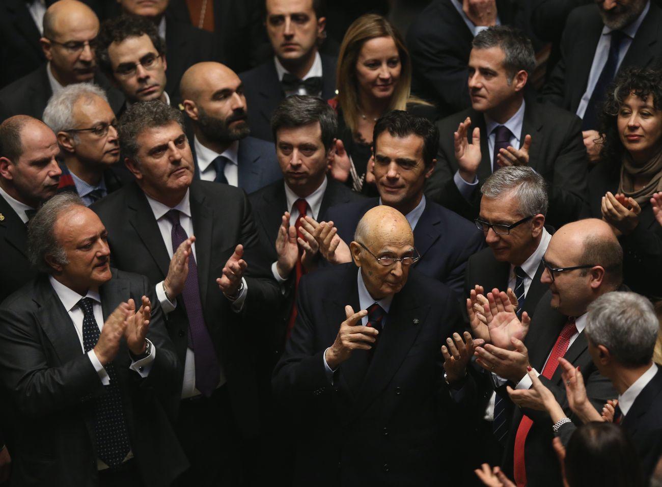Napolitano és a taps az új elnök megválasztása után