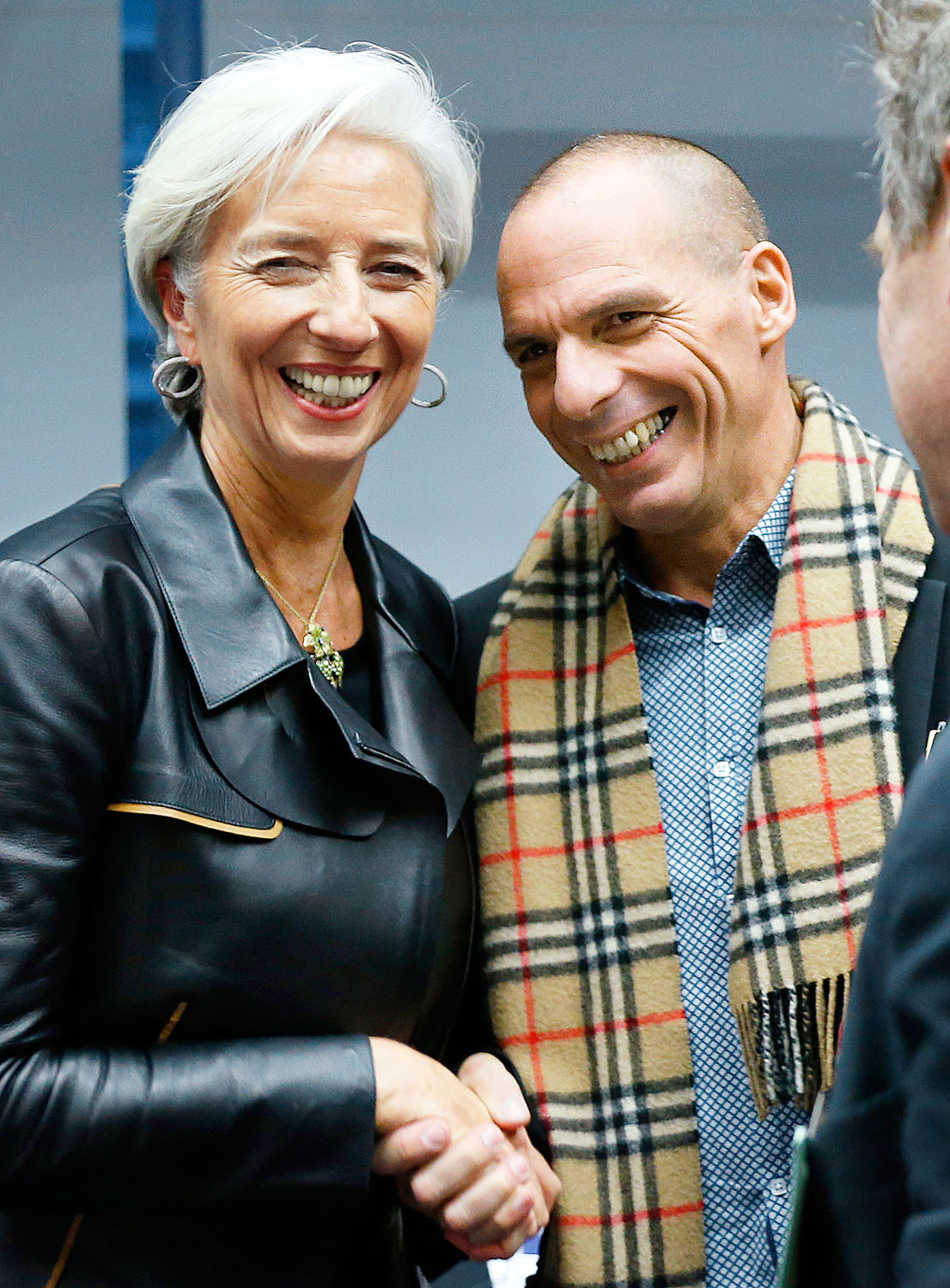 Mosolyoffenzíva. Christine Lagarde IMF-vezérigazgató Janisz Varufakisz görög pénzügyminiszterrel
