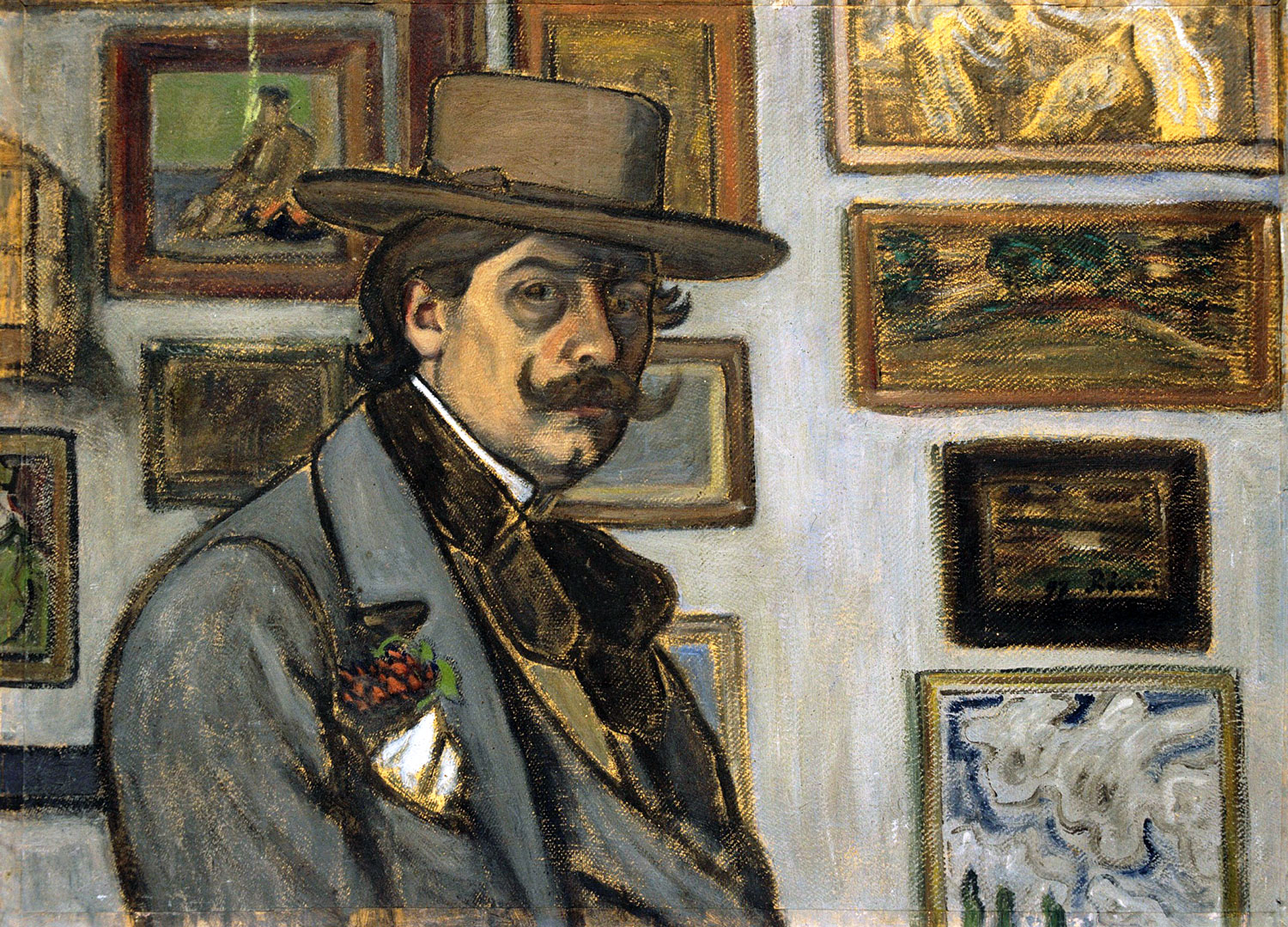Rippl-Rónai József: Önarckép barna kalapban, 1897