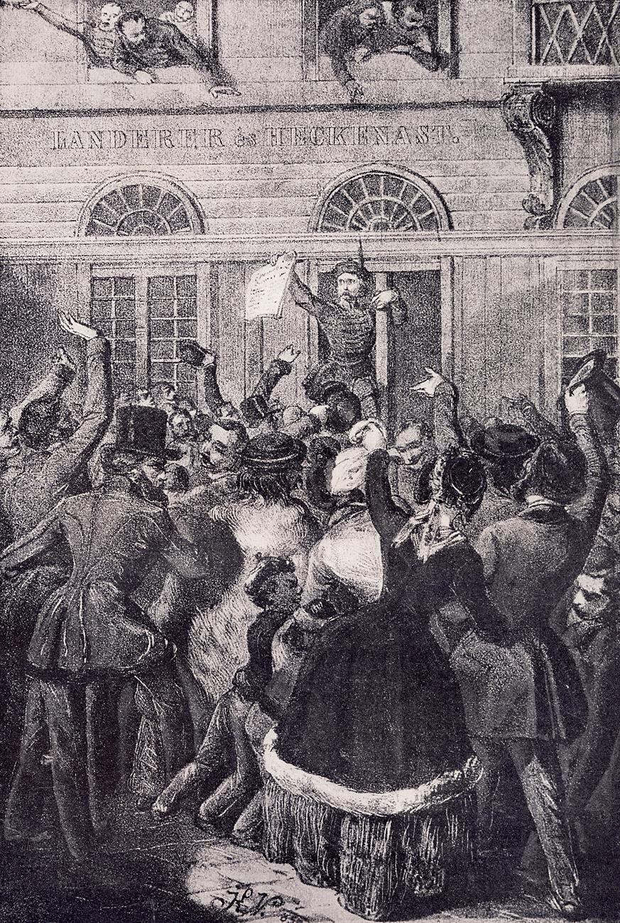 Fametzszet 1850-ből a szabad sajtó ünnepéről