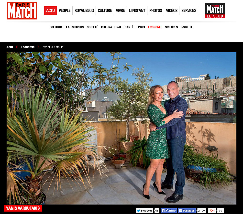 Athéni panoráma tajgetoszi hatással. Varufakisz a nejével a Paris Match-ban