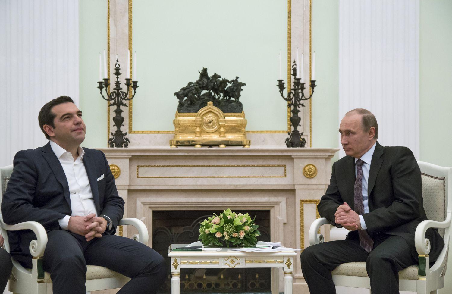 Alekszisz Ciprasz görög kormányfő és Vlagyimir Putyin orosz elnök